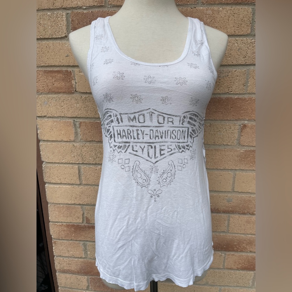 Harley Davidson White flowing  tank top